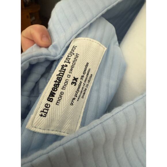 The Sweatshirt Project Sky Blue Ribbed Side Zip High Neck Thermal Sweatshirt - Picture 2 of 7